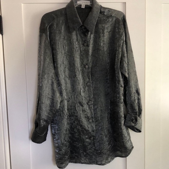 Griffith Gray for St John button down tunic in metallic gray - Picture 1 of 7